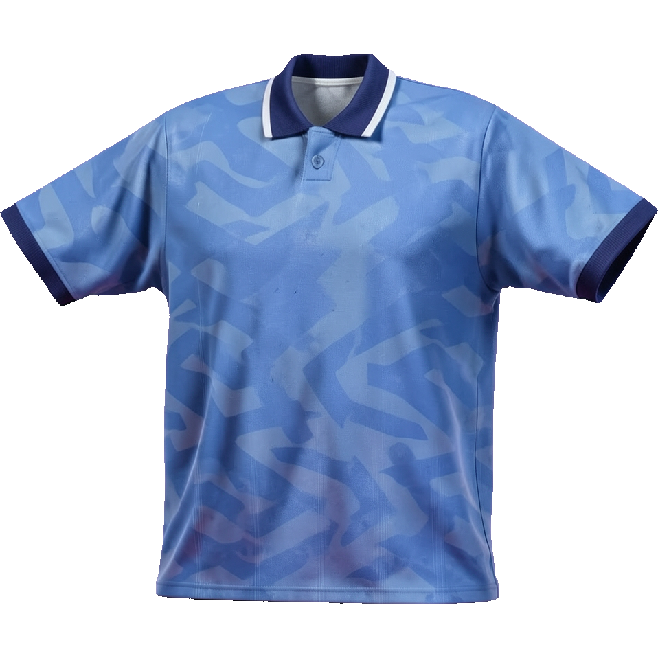 Manchester City 1991/93 Home shirt illustration, generated colours (AI illustration)